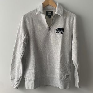 Roots Light Grey Quarter Zip with Pockets